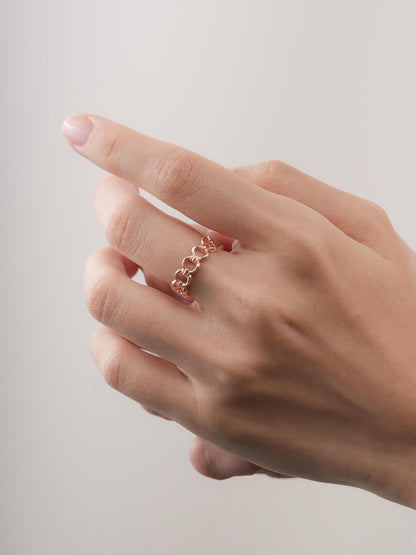Halo Chain Ring 18K Rose Gold (2) – Mondays Made Flower & Birthstone Jewelry Singapore