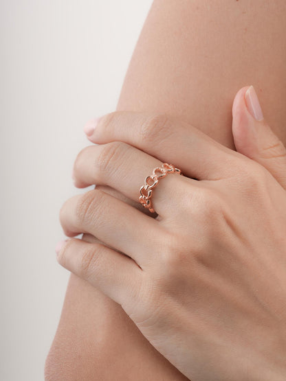 Halo Chain Ring 18K Rose Gold (1) – Mondays Made Flower & Birthstone Jewelry Singapore