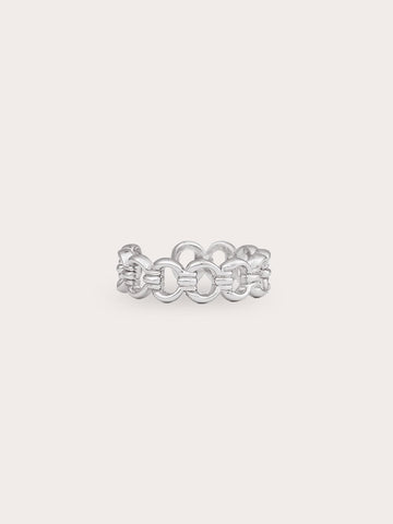 Halo Chain Ring S925 Silver Rhodium Close Up – Mondays Made Flower & Birthstone Jewelry Singapore