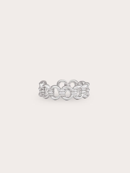 Halo Chain Ring S925 Silver Rhodium Close Up – Mondays Made Flower & Birthstone Jewelry Singapore