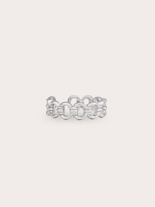 Halo Chain Ring S925 Silver Rhodium Close Up – Mondays Made Flower & Birthstone Jewelry Singapore