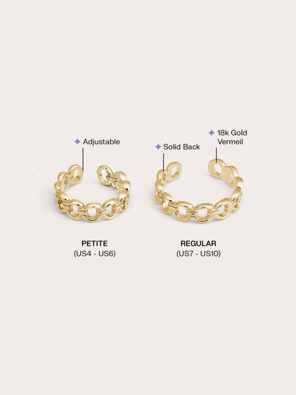 Halo Chain Ring 18K Gold Big Small – Mondays Made Flower & Birthstone Jewelry Singapore