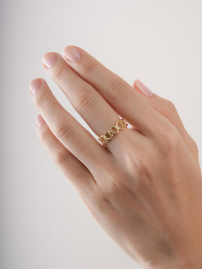 Halo Chain Ring 18K Gold (2) – Mondays Made Flower & Birthstone Jewelry Singapore