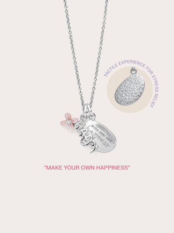 Happy Necklace S925 Silver Rhodium – Mondays Made Flower & Birthstone Jewelry Singapore