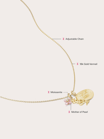 Happy Necklace Set Flat 18K Gold – Mondays Made Flower & Birthstone Jewelry Singapore