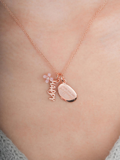 Happy Necklace Set 18K Rose Gold (1) – Mondays Made Flower & Birthstone Jewelry Singapore