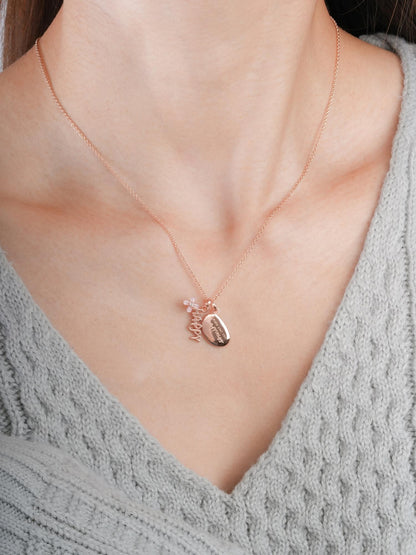 Happy Necklace Set 18K Rose Gold (2) – Mondays Made Flower & Birthstone Jewelry Singapore
