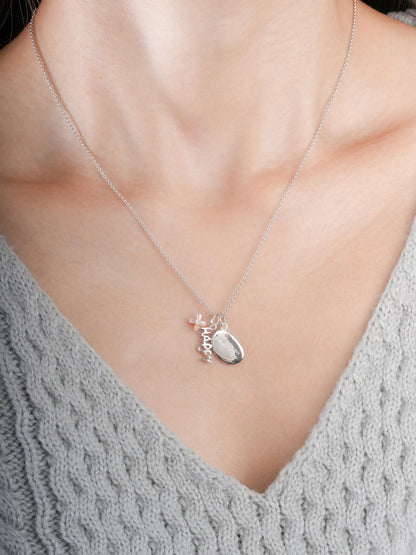 Happy Necklace Set S925 Silver Rhodium (2) – Mondays Made Flower & Birthstone Jewelry Singapore