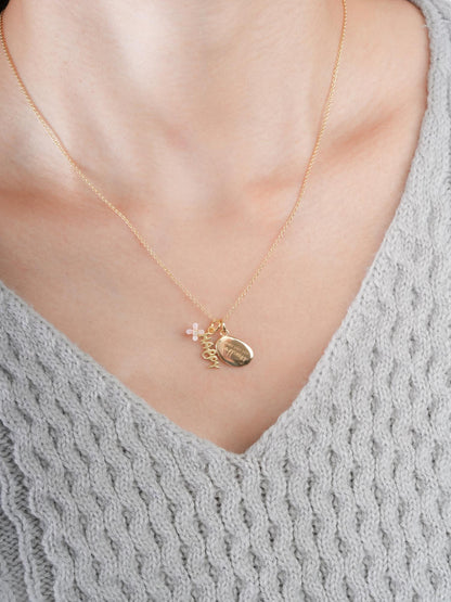Happy Necklace Set 18K Gold (2) – Mondays Made Flower & Birthstone Jewelry Singapore