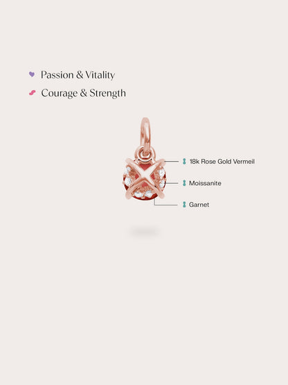 January Birthstone Charm Garnet 18K Rose Gold (4) – Mondays Made Flower & Birthstone Jewelry Singapore