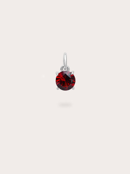 January Birthstone Charm Garnet S925 Silver Rhodium (1) – Mondays Made Flower & Birthstone Jewelry Singapore