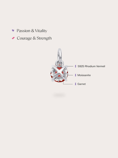January Birthstone Charm Garnet S925 Silver Rhodium (4) – Mondays Made Flower & Birthstone Jewelry Singapore