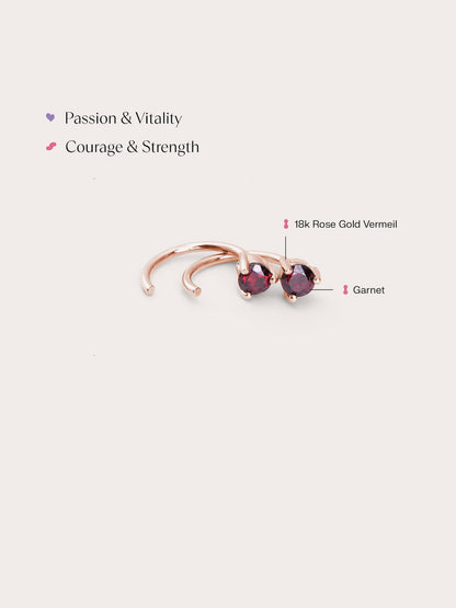 January Birthstone Hoops Garnet 18K Rose Gold (2) – Mondays Made Flower & Birthstone Jewelry Singapore