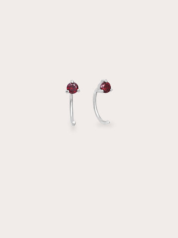 January Birthstone Hoops Garnet S925 Silver Rhodium (1) – Mondays Made Flower & Birthstone Jewelry Singapore