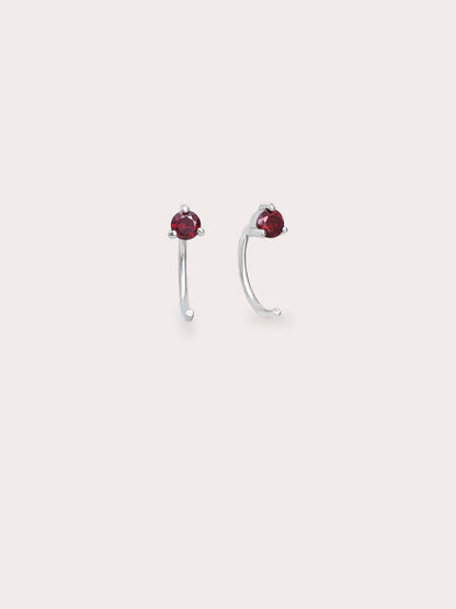 January Birthstone Hoops Garnet S925 Silver Rhodium (1) – Mondays Made Flower & Birthstone Jewelry Singapore