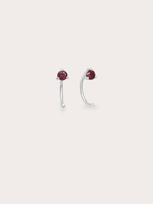 January Birthstone Hoops Garnet S925 Silver Rhodium (1) – Mondays Made Flower & Birthstone Jewelry Singapore