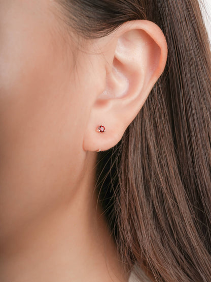 January Birthstone Mini Hoop Earrings Garnet S925 Silver Rhodium (1) – Mondays Made Flower & Birthstone Jewelry Singapore