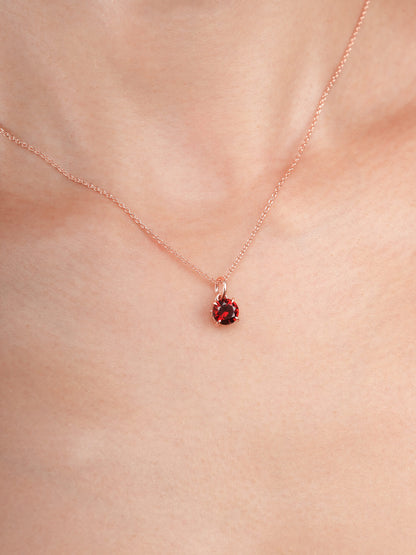 January Birthstone Necklace Garnet 18K Rose Gold (3) – Mondays Made Flower & Birthstone Jewelry Singapore