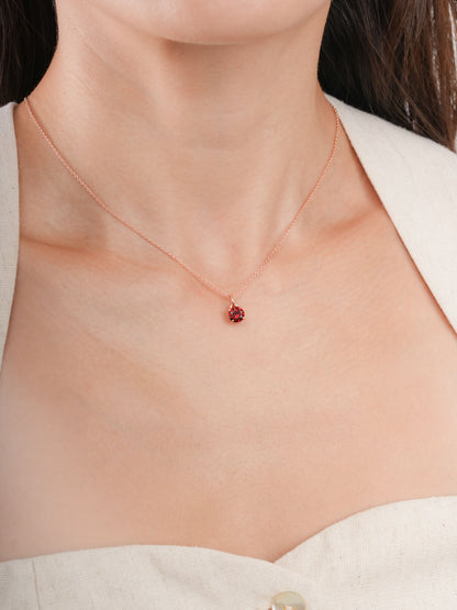 January Birthstone Necklace Garnet 18K Rose Gold (2) – Mondays Made Flower & Birthstone Jewelry Singapore