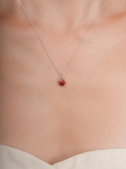 January Birthstone Necklace Garnet S925 Silver Rhodium (3) – Mondays Made Flower & Birthstone Jewelry Singapore