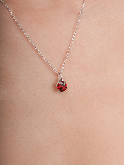 January Birthstone Necklace Garnet S925 Silver Rhodium (2) – Mondays Made Flower & Birthstone Jewelry Singapore