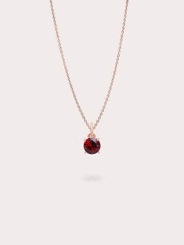 January Birthstone Necklace Garnet 18K Rose Gold (1) – Mondays Made Flower & Birthstone Jewelry Singapore
