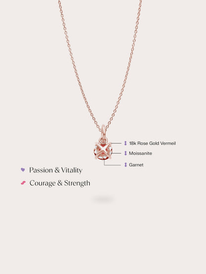 January Birthstone Necklace Garnet 18K Rose Gold (4) – Mondays Made Flower & Birthstone Jewelry Singapore