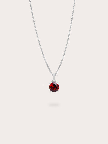 January Birthstone Necklace Garnet S925 Silver Rhodium (1) – Mondays Made Flower & Birthstone Jewelry Singapore