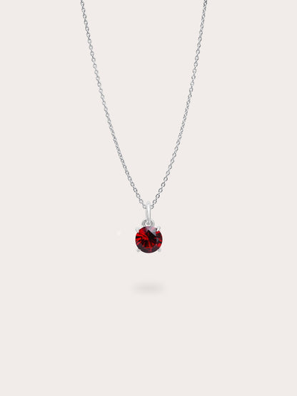 January Birthstone Necklace Garnet S925 Silver Rhodium (1) – Mondays Made Flower & Birthstone Jewelry Singapore