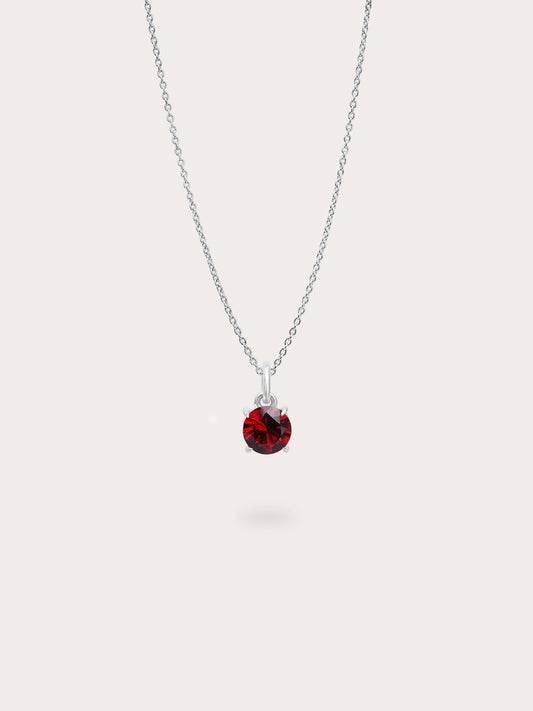 January Birthstone Necklace Garnet S925 Silver Rhodium (1) – Mondays Made Flower & Birthstone Jewelry Singapore