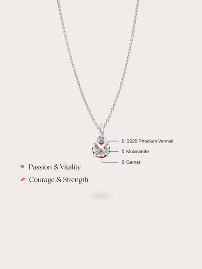 January Birthstone Necklace Garnet S925 Silver Rhodium (4) – Mondays Made Flower & Birthstone Jewelry Singapore