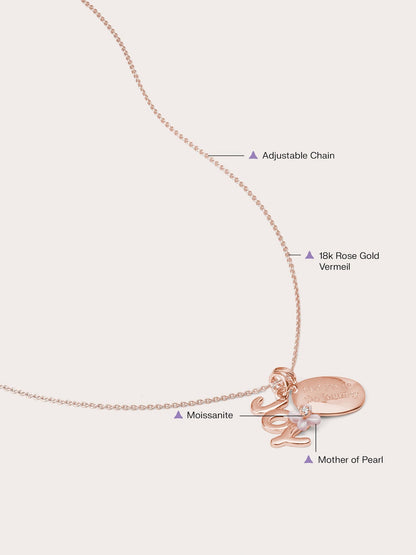 Joy Necklace Set Flat 18K Rose Gold – Mondays Made Flower & Birthstone Jewelry Singapore