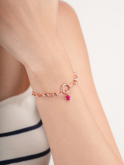 July Birthstone Charm Ruby 18K Rose Gold (2) – Mondays Made Flower & Birthstone Jewelry Singapore