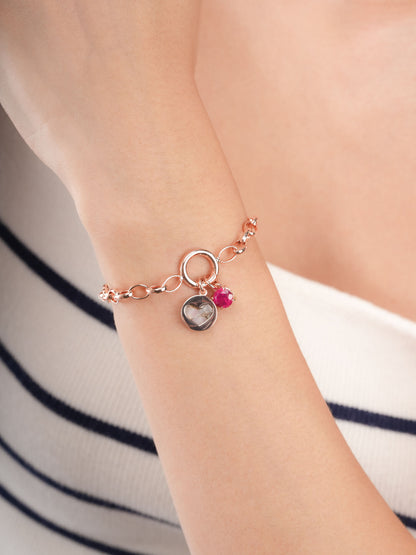 July Birthstone Charm Ruby 18K Rose Gold (3) – Mondays Made Flower & Birthstone Jewelry Singapore