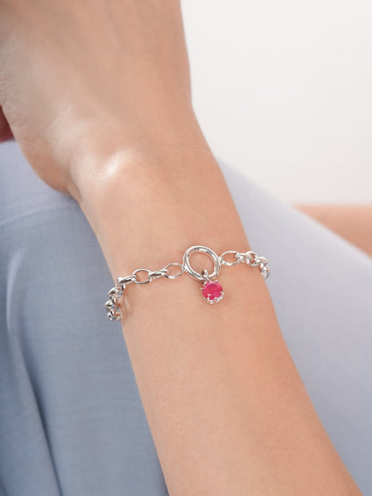 July Birthstone Charm Ruby S925 Silver Rhodium (2) – Mondays Made Flower & Birthstone Jewelry Singapore