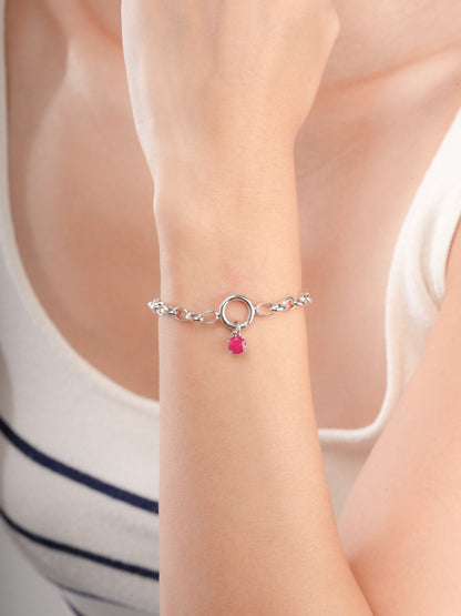 July Birthstone Charm Ruby S925 Silver Rhodium (3) – Mondays Made Flower & Birthstone Jewelry Singapore