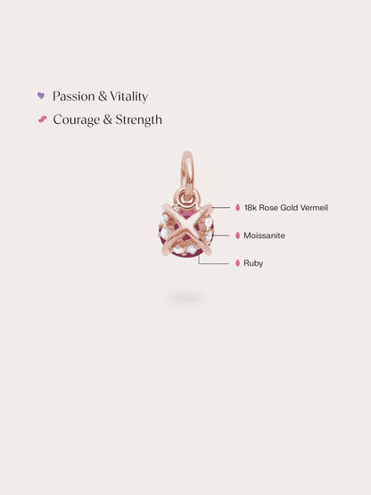 July Birthstone Charm Ruby 18K Rose Gold (4) – Mondays Made Flower & Birthstone Jewelry Singapore