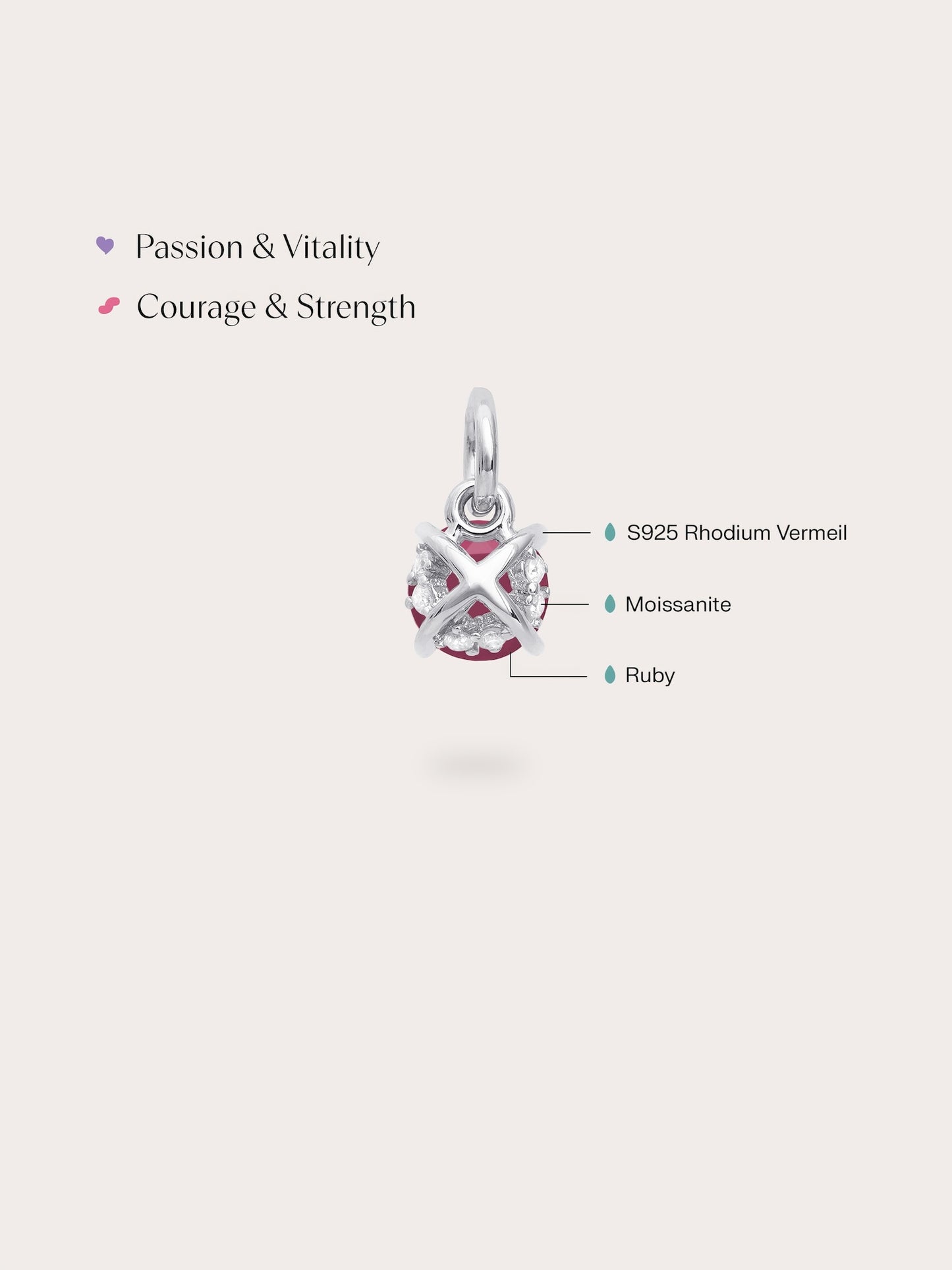 July Birthstone Charm - Ruby
