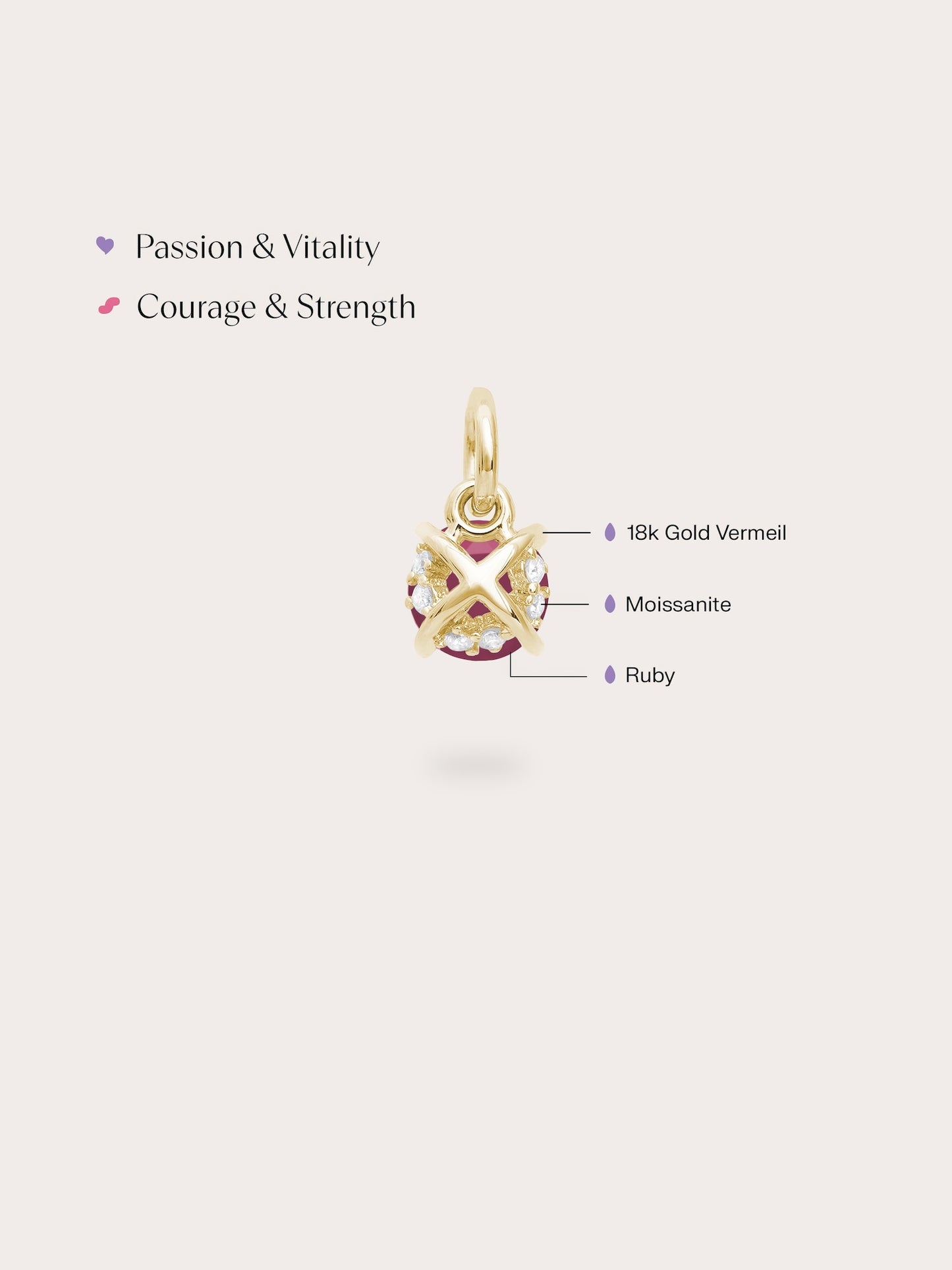 July Birthstone Charm - Ruby