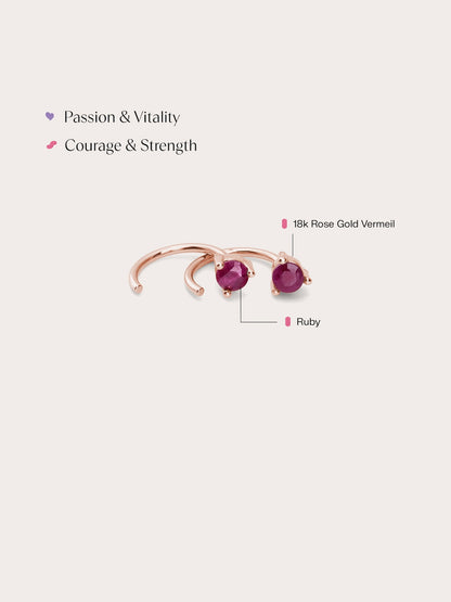 July Birthstone Hoops Ruby 18K Rose Gold (2) – Mondays Made Flower & Birthstone Jewelry Singapore