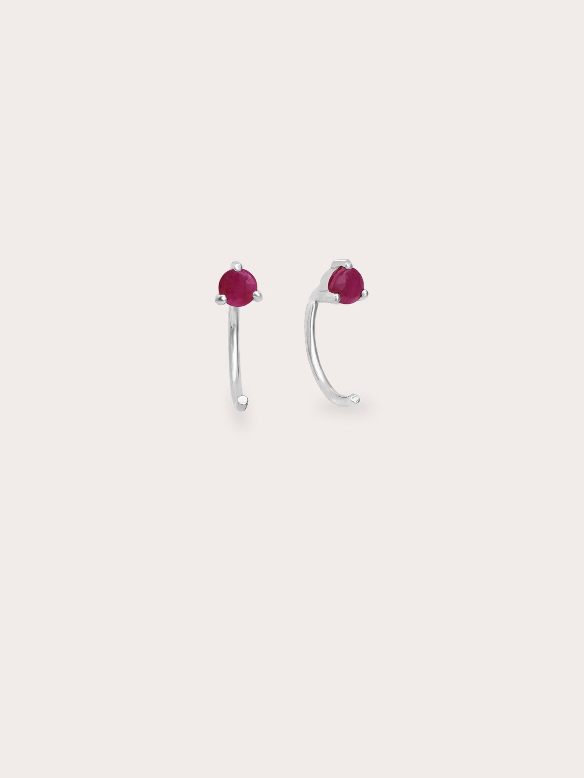 July Birthstone Hoops Ruby S925 Silver Rhodium (1) – Mondays Made Flower & Birthstone Jewelry Singapore