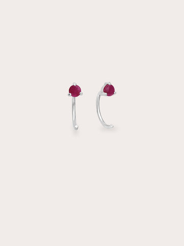 July Birthstone Hoops Ruby S925 Silver Rhodium (1) – Mondays Made Flower & Birthstone Jewelry Singapore
