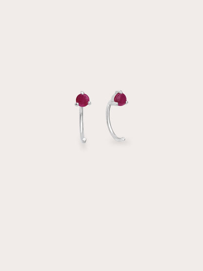 July Birthstone Hoops Ruby S925 Silver Rhodium (1) – Mondays Made Flower & Birthstone Jewelry Singapore