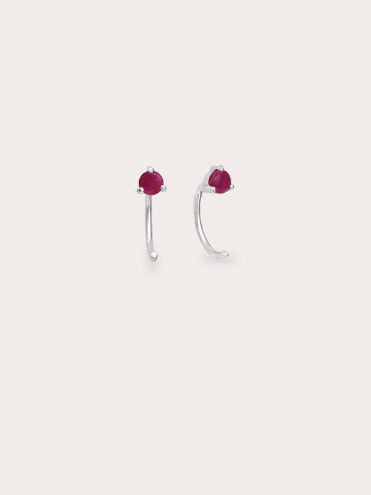 July Birthstone Hoops Ruby S925 Silver Rhodium (1) – Mondays Made Flower & Birthstone Jewelry Singapore