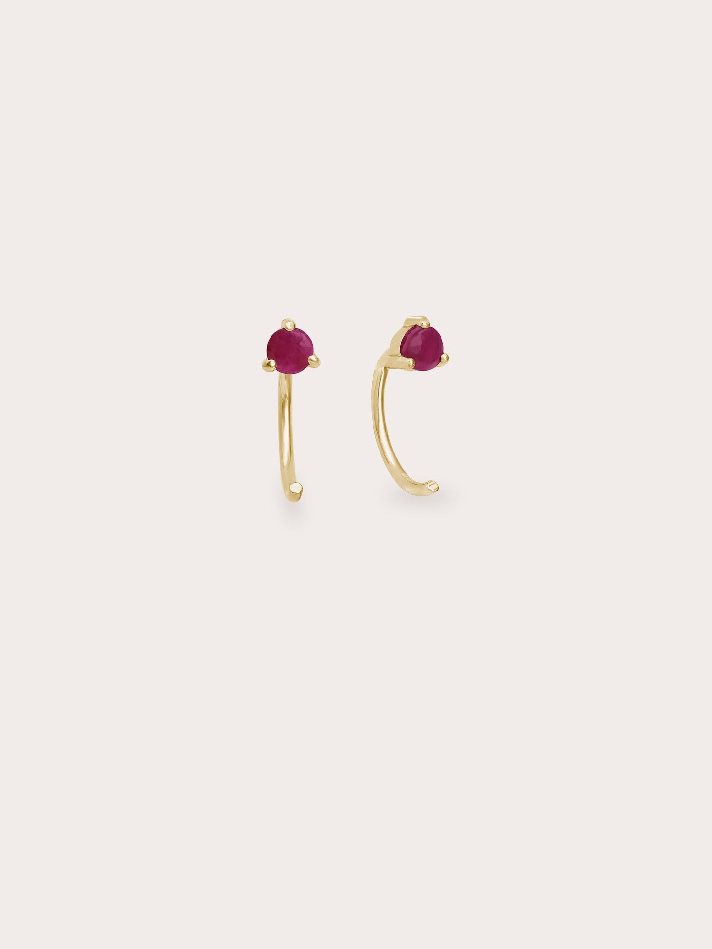 July Birthstone Mini Hoop Earrings - Ruby