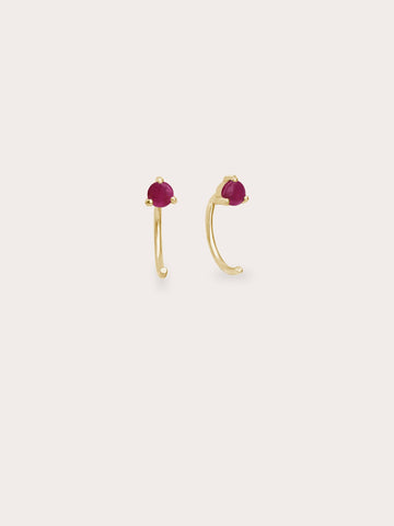 July Birthstone Hoops Ruby 18K Gold (1) – Mondays Made Flower & Birthstone Jewelry Singapore