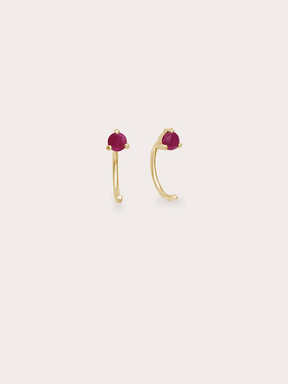 July Birthstone Hoops Ruby 18K Gold (1) – Mondays Made Flower & Birthstone Jewelry Singapore