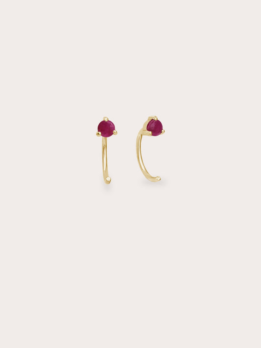 July Birthstone Hoops Ruby 18K Gold (1) – Mondays Made Flower & Birthstone Jewelry Singapore