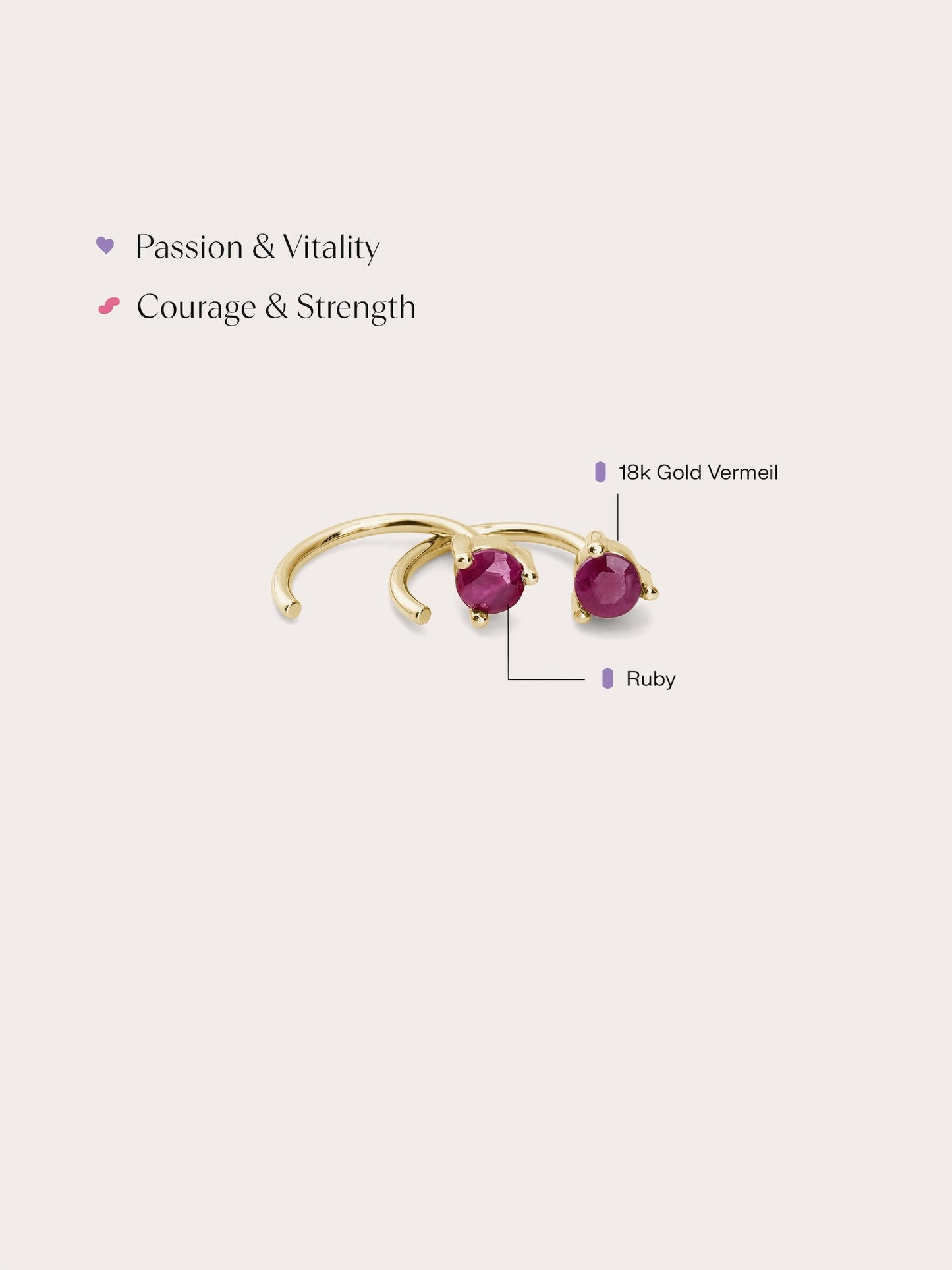 July Birthstone Mini Hoop Earrings - Ruby