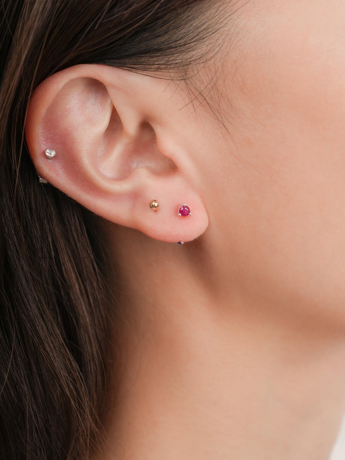 July Birthstone Mini Hoop Earrings - Ruby